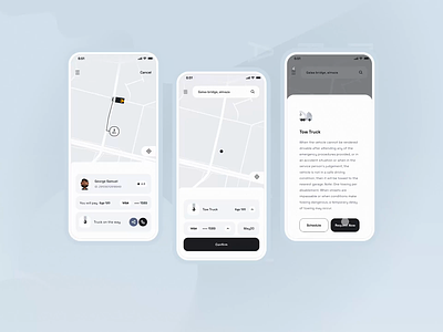 Request - Accepted 3d accepted animation car careem ecommerce george samuel gojek google graphic design interaction landing page map path requst ride hailing roadside tow truck tracking uber