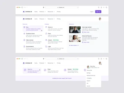 Header navigations — Untitled UI dropdown figma header meganav menu minimal minimalism nav nav menu navigations ui design web design webflow