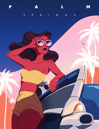 Weekly Design Challenge: Palm Springs 1960 belair character design design art illustration palm palmtree springs