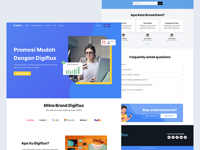 Influencer Platform - Digiflux blue branding design indonesia influencer landing page landing page ideas landing page inspiration minimal ui ui design ui ux web design website yellow