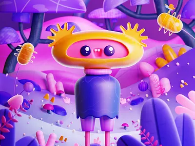 Mushroom dreams 3d animation blender diorama gamedev graphic design illustration light texture