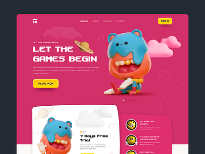 3D Gameing Website - UI Design. 3d 3d game app apps character design game interface landing page landingpage minimal nft nft game store ui ux vector web design web site website