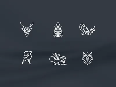 Monoline Logo Design Collection bee branding deer fox illustration line lineart lion logo monogram monoline mythology vector wolf