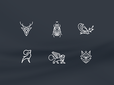 Monoline Logo Design Collection bee branding deer fox illustration line lineart lion logo monogram monoline mythology vector wolf