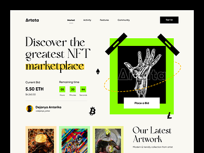 NFT Marketplace Website blockchain crypto cryptocurrency dao design home page landing landing page metaverse nft nft marketplace uidesign uiux uxdesign web 3.0 web design web page web site web3 website