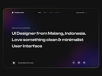 Designbyrefly - Hero Section Personal Website 🤟🏼 animation app branding clean dark mode design minimalist personal website portfolio portfolio websites ui web websites