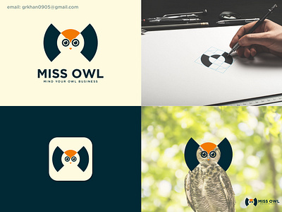 MISS OWL Logo Design / Letter M Logo Design bot bot logo brand guideline brand identity branding company creative creative designer design dribbble graphic design grkhan0905 letter m letter mark logo logo branding owl owl logo portfolio vector