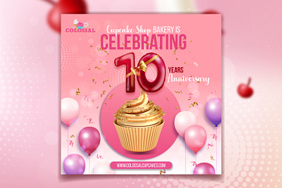 Celebrating 10 years anniversary social media flyer design branding brochure design flyer design illustration profesional social media flyer vector