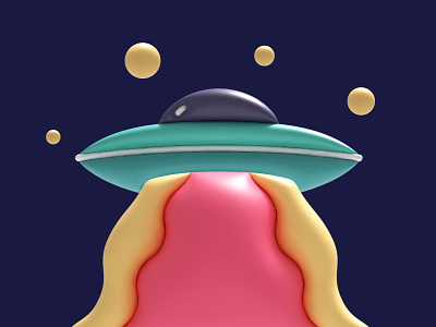 UFO 3d design flat graphic design icon illustration minimal ui