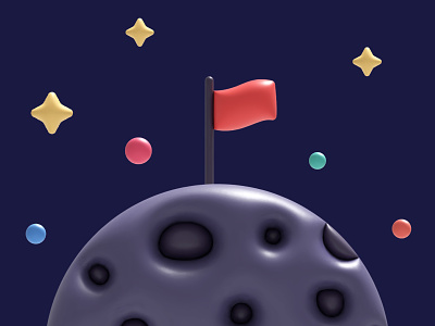 Moon Touchdown 3d design flat graphic design icon illustration minimal ui