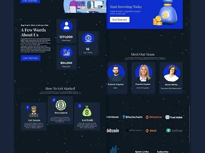 About us page Ux/Ui design of a crypto investment website design ui ux web design