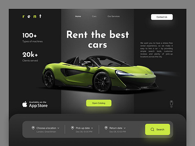 Web Design: Rent - Car Rental Home Page booking car car rental car rental app cars concept design interface rent rent a car rental rental app rental company rental website ui ux web web design website