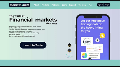 Redesigning landing page for Markets.com clean ui design finance redesign trading ui web design