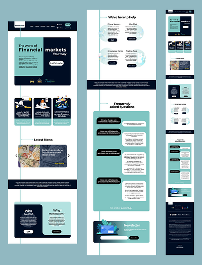 Secondary and Tertiary Designs of landing page for Markets.com clean ui creative design finance landing page redesign ui web design