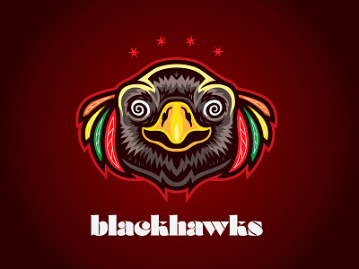 Chicago Blackhawks blackhawks branding chicago design feathers hawk hockey illustration illustrator logo nhl sports logo vector