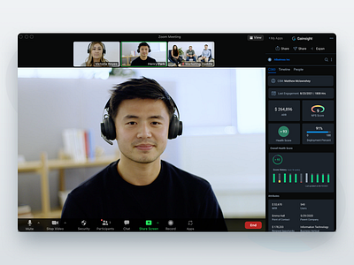 Gainsight Zoom App analytics customer success dashboard design experience design features gainsight gainsight design health score infographics meetings ui user experience user facing module user interface ux zoom app