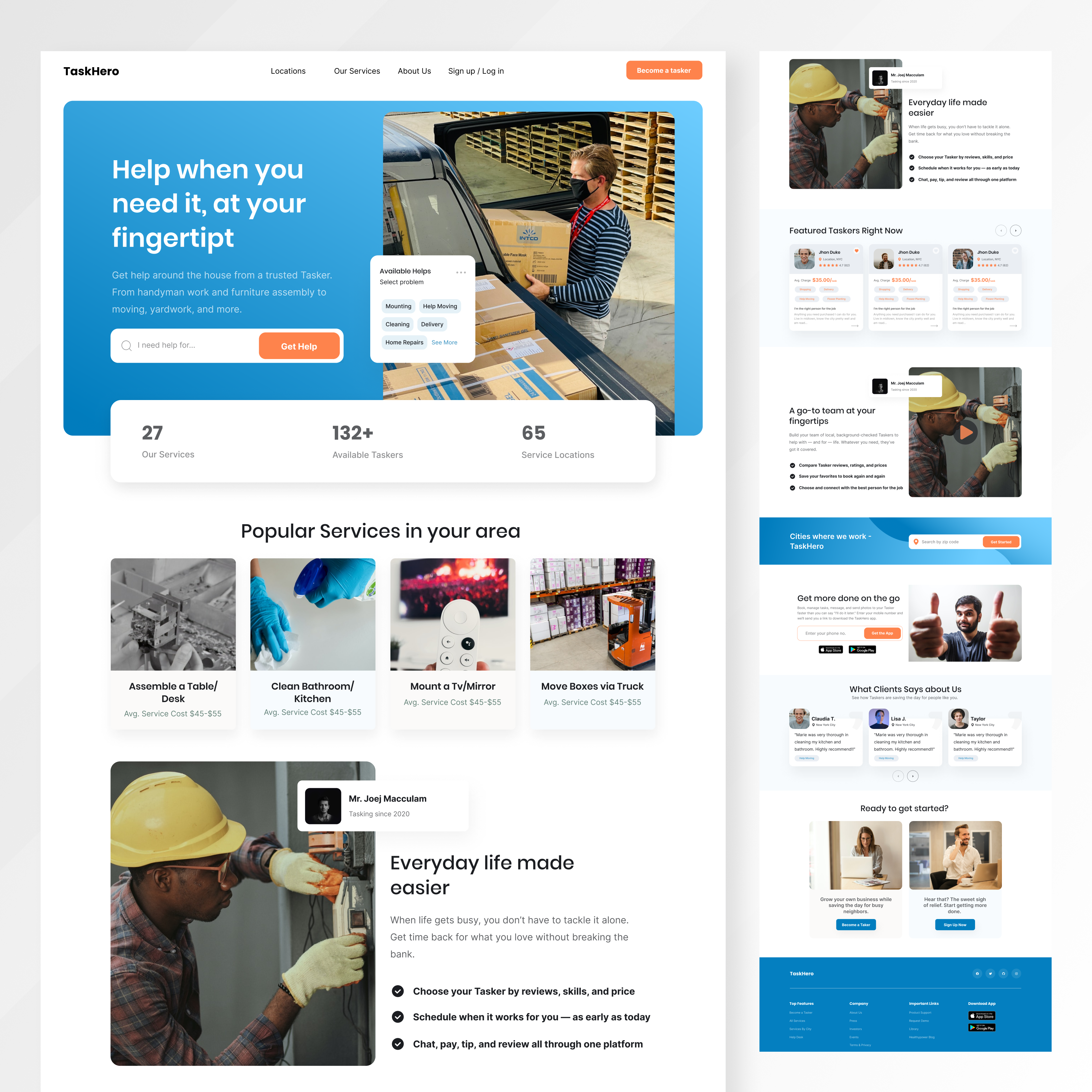 TaskHero Home page design abstract logo branding design design homepage landing page design product design service service providing website ui design uiux website design website ui design