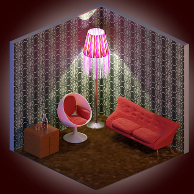 70s room 3d 70s archvis b3d design illustration pattern room visualisation