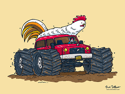 Monster Truck Chicken chicken illustration illustrator monster truck monster truck rally muddy off roading truck