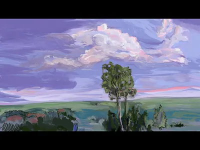 Country Sunset 2022 art atmosphere countryside drawing graphic design graphic tablet hand draw illustration landscape nature oil brush paint painter photoshop sky sunset