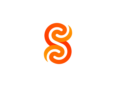 Tribal Swirl Logo Design (Unused for Sale) balance brand identity branding flow flowy for sale unused buy gradient path harmony letter s logo mark symbol icon negative space round rounded smooth startup tail tattoo tech tribal warm orange sun yin yang