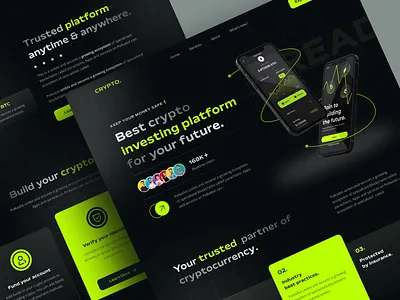 Cryptocurrency Landing Page - Website Design bitcoin blockchain crypto cryptocurrency defi design ethereum exchange invesment landing page minimal modern product design template ui ux wallet web design web3 website