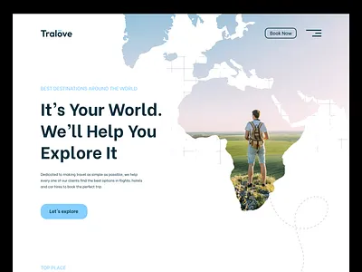 Tralove - Travel Website Header Exploration adventure agency booking app explore header hero homepage landing page modern travel agency travel booking travel landing page travel website traveling trip ui ux vacation web web design