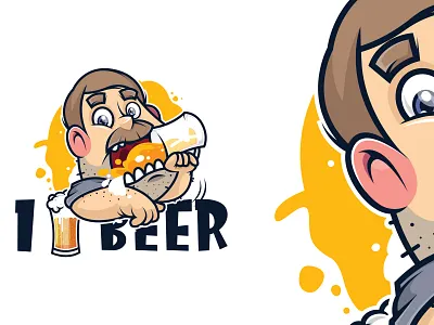 Cartoon logo / Beer man beer beer man cartoon cartoon logo character character design cup ear ears erdir oh erdwen face expression glass liquid logo logo design logotype man typo typography