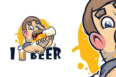 Cartoon logo / Beer man beer beer man cartoon cartoon logo character character design cup ear ears erdir oh erdwen face expression glass liquid logo logo design logotype man typo typography