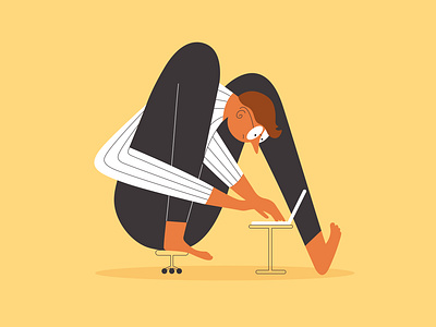Working on laptop character clerk coder designer home illustration laptop lifestyle male male character man office online position programmer sitting vector work work at home working