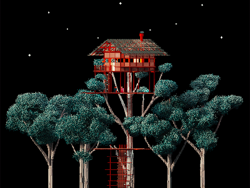 Treehouse 3d isometric 3d pixel art 3d treehouse 3d voxel isometric isometric architecture magicavoxel metarchitecture metaverse nft nft art sustainability voxel architecture voxel art voxel forest voxel illustration voxel treehouse