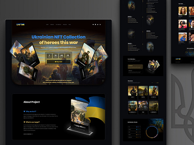 Landing page of UNFT🇺🇦 | Full page 3d app branding character dark design figma gradient graphic design hero illustration landing nft standwithukraine ui ukraine ux war web website