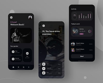 Gym App Design app appdesign application design gym gymapp illustration sport sportapp ui uidesign uiux uiuxdesign userinterface ux webdesign