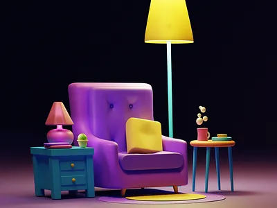 Cozy Corner 3d 3dart 3ddesign 3dillustration art blender colorfull cozy design georgia graphic design interior render room sofa tbilisi