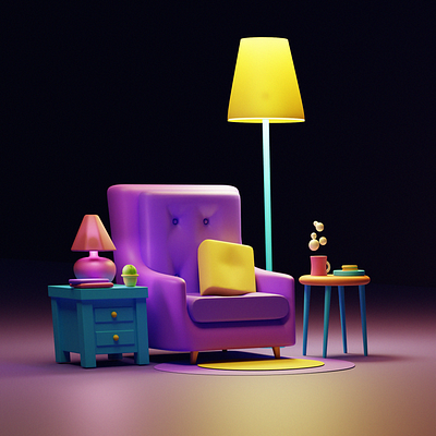 Cozy Corner 3d 3dart 3ddesign 3dillustration art blender colorfull cozy design georgia graphic design interior render room sofa tbilisi