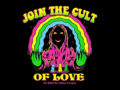 Join the cult of Love apparel clothing colorful cult dark edgy funny goth graphic design hipster illustration love metal tshirt design wizzard
