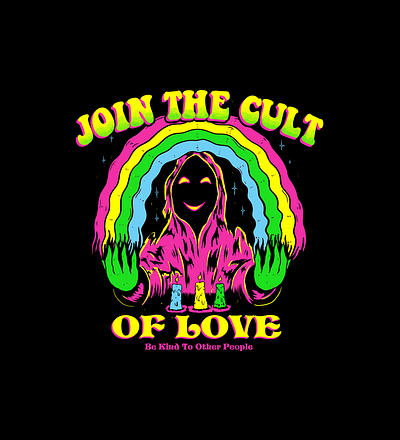 Join the cult of Love apparel clothing colorful cult dark edgy funny goth graphic design hipster illustration love metal tshirt design wizzard