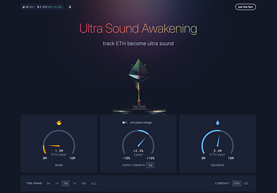 Ultrasound.money app clean crypto dashboard eth ethereum graphs illustration landing page money simple ui ultrasound