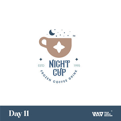 Night Cup art branding cafe coffee cold creative cup design drink flat frozen idea illustration logo night