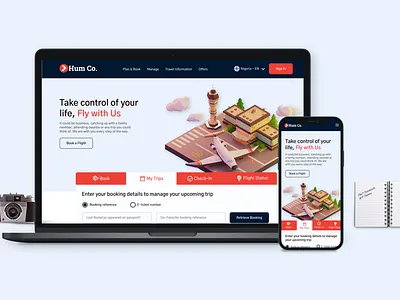 Hum Co. Hero Section airline aviation branding landing page ui ux