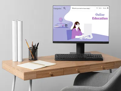 Web design: Landing page advertisement book cactus class course earth globe graphic design illustration marketing online page landing pc planet program promotion screen student study web