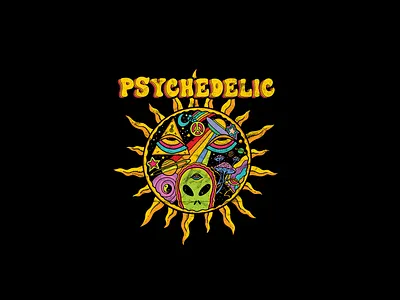 Psychedelic 70s apparel clasic clothing colorful graphic design illustration psychedelic retro tshirt design vintage
