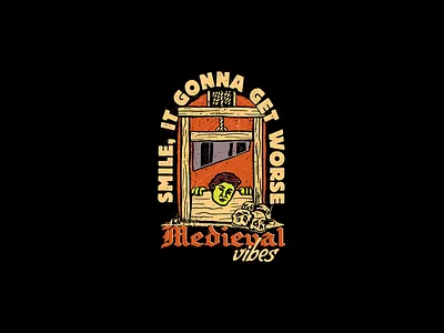 Medieval vibes clasic design edgy funny graphic design guillotine hipster history illustration medieval vibes retro sarcastic tshirt design vintage