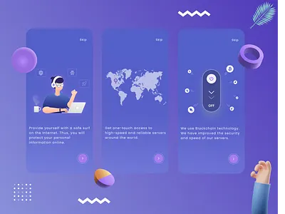 UI VPN Application iOS application applications apps design development free illustration ios onboarding trends ui uikit ux vector vpn