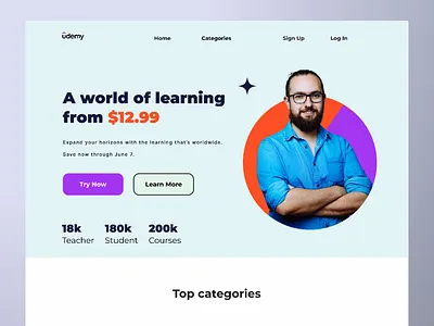 Online Course Website 3d animation branding dashboard design design educational platform graphic design landing page logo motion graphics online education website online learning platform udemy ui web web design web page design website website design