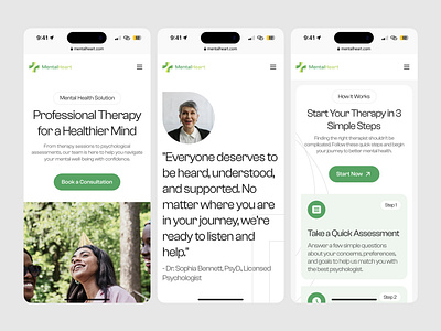 [Mobile] MentalHeart - Mental Care Landing Page blog care clean clinic doctor health healthy hero landing page life medical mental message mobile modern psychologist psychology responsive testimonial wellness