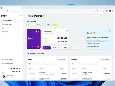 Prex - Desktop app design fintech neobanks prex prexcard ui uruguay ux wip