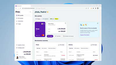 Prex - Desktop app design fintech neobanks prex prexcard ui uruguay ux wip