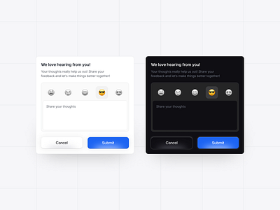 Feedback clean cleanui component dailyui design emoji feedback form minimalist modal mood popup rate review saas ui