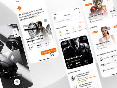 sandow v2: AI Fitness & Nutrition App | Personalized Workout UI ai fitness app ai fitness coach ai workout app clean coaching app exercise app figma ui kit fitness companion app fitness mobile app fitness ui kit minimal modern orange personalized fitness smart fitness smart workout virtual coach app wellness app workout app workout ui